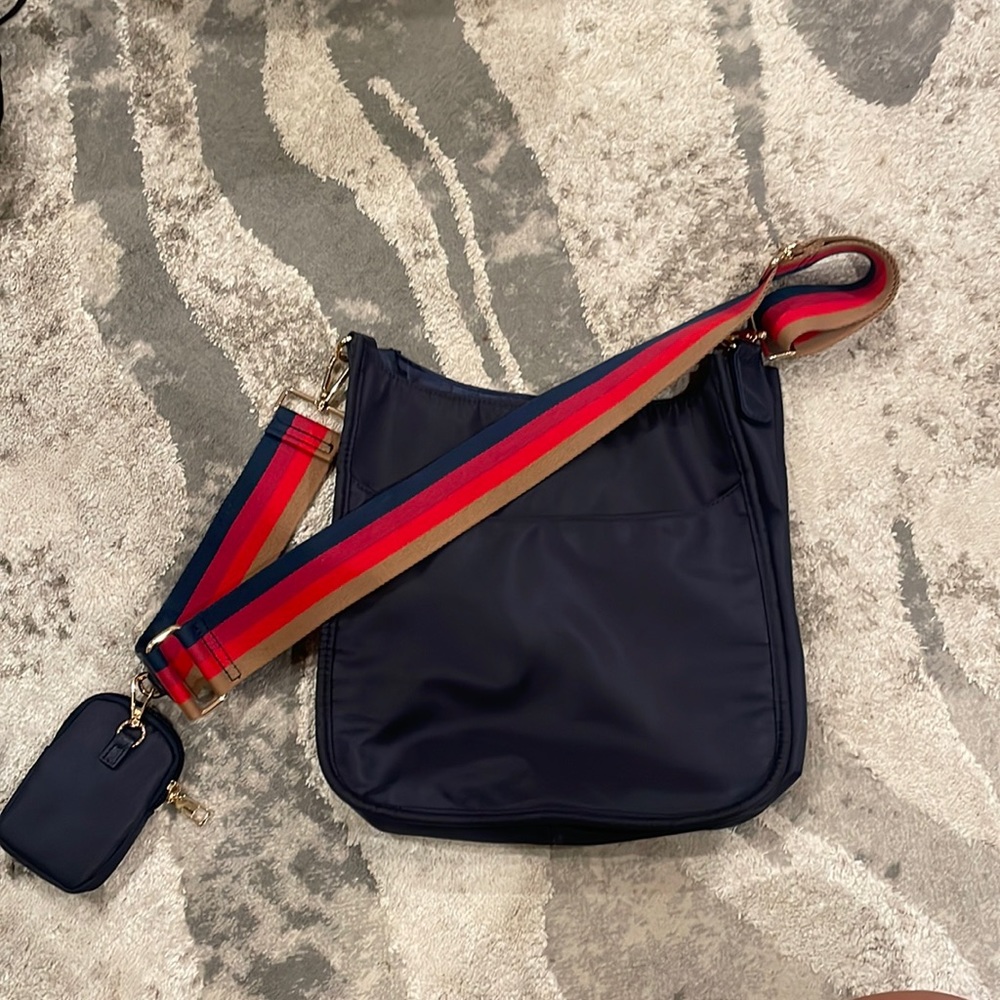 Ahdorned Navy Blue Nylon Crossbody